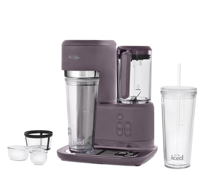 Single Serve Frappe, Iced, and Hot Coffee Maker and Blender, Single Serve Iced Coffee Maker with Reusable Tumblers and Coffee Filter, Lavender