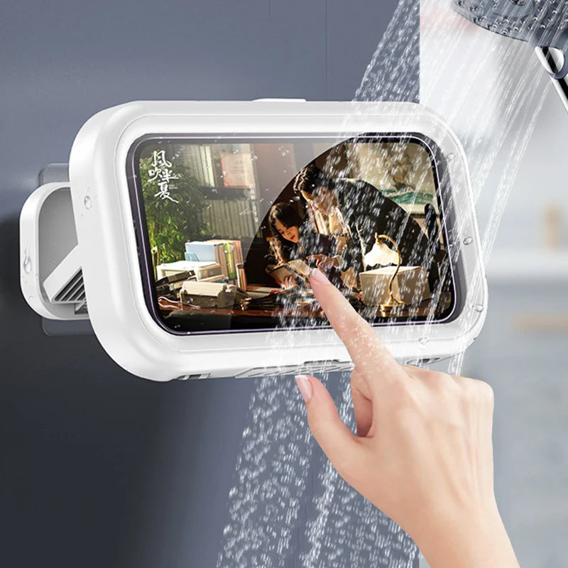 New Rotation Waterproof Bathroom Phone Wall Mount Holder Adjustable Shower Phone Case Stick on Wall Bathroom Toilet Phone Holder